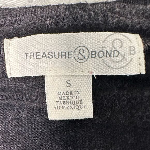 Treasure & Bond Black V-Neck Tee Distressed Vintage Soft Casual NWT Flawed Small - Picture 5 of 10